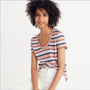 Madewell Striped Short Sleeve Tee - Blue, Pink, White